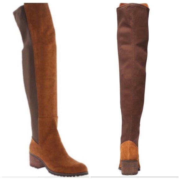 Charles David Women's Brown Oak Suede Leather Over-The Knee Western Boot Size 7 - Picture 1 of 8